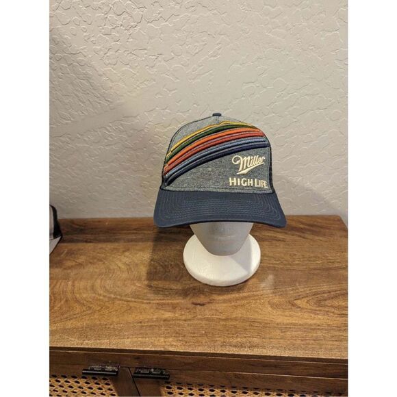 Miller High Life  Snapback Trucker Hat Mesh Blue Logo Lightweight 2019 - Picture 1 of 5